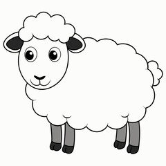 Minimalist Sheep on a White Background