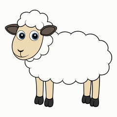 Minimalist Sheep on a White Background