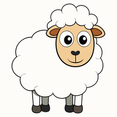 Minimalist Sheep on a White Background