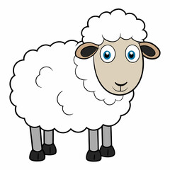 Minimalist Sheep on a White Background