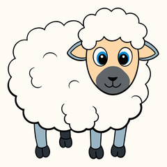 Minimalist Sheep on a White Background