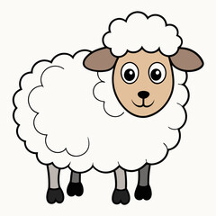 Minimalist Sheep on a White Background