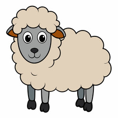 Minimalist Sheep on a White Background