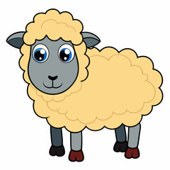 Minimalist Sheep on a White Background