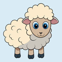 Minimalist Sheep on a White Background