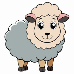 Minimalist Sheep on a White Background