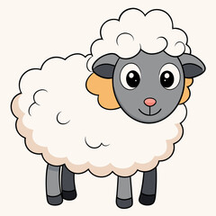 Minimalist Sheep on a White Background