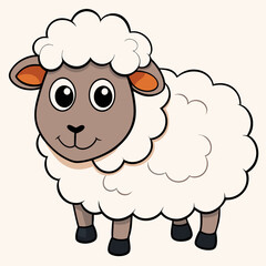 Minimalist Sheep on a White Background