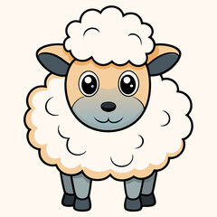 Minimalist Sheep on a White Background