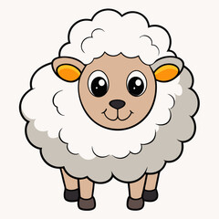 Minimalist Sheep on a White Background