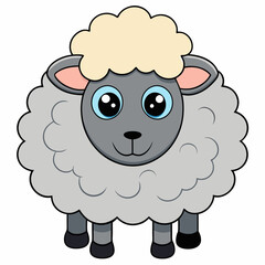 Minimalist Sheep on a White Background