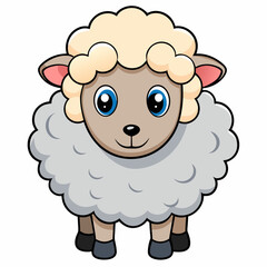 Minimalist Sheep on a White Background