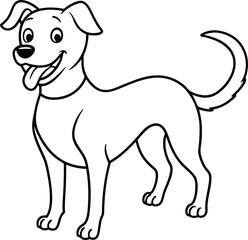 Cute Dog Illustration Coloring Page Outline Art for Kids Coloring Fun
