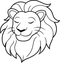 Simple Illustration of a Cute Lion for Kids Coloring Page
