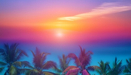 陽気でトロピカルな背景画像、シンプルに仕上げる、バランスの良いグラデーション Generated by AI