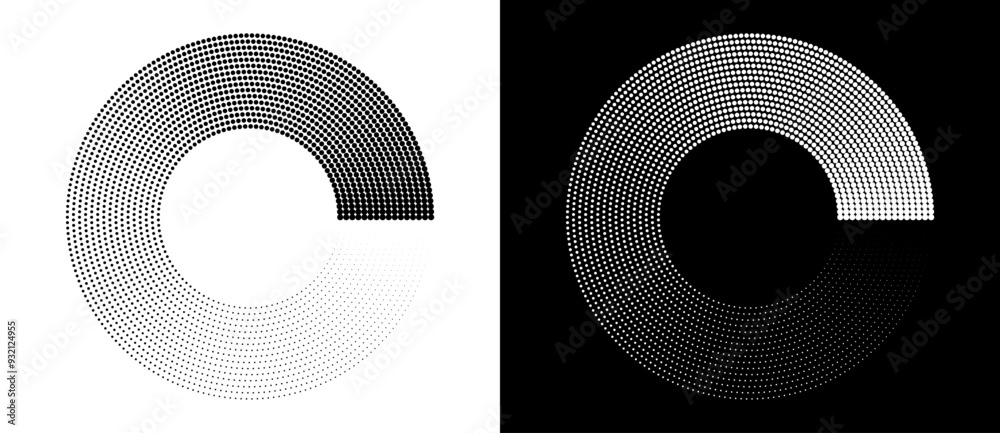 Leinwandbilder abstract background with dotted circles. halftone dots background. black shapes on a white backgroun