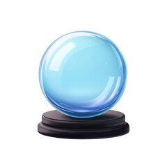A mystical crystal ball resting on a sleek, dark base, ideal for divination or imaginative storytelling. transparent background