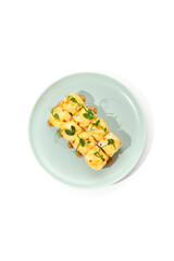 Baked Sushi Roll with Cheese and Sweet Chili Sauce on Plate