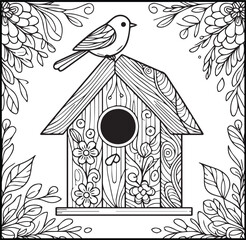 Flower coloring page, hand drown a vintage for adult