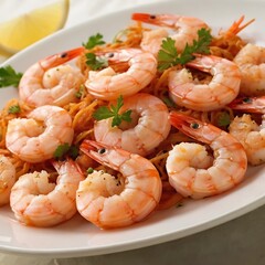 healthy seafood fried or cooked Shrimps