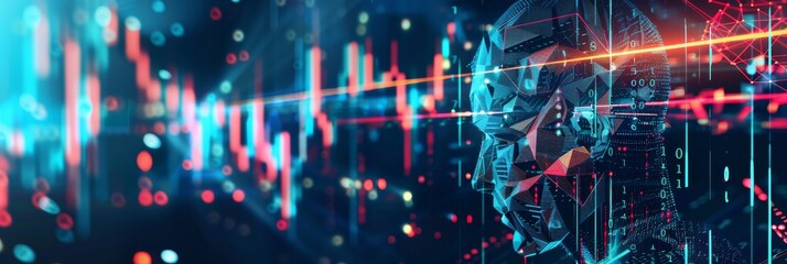 Obraz premium Graphic representation artificial intelligence trading cryptocurrency with comprehensive indicator