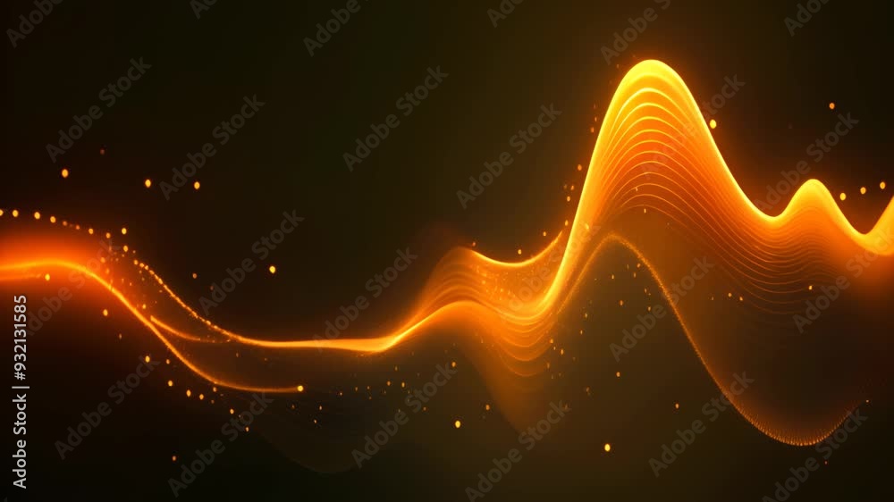 Poster Technology abstract with shiny data wave flow. Science concept with glowing wires connected on futuristic background