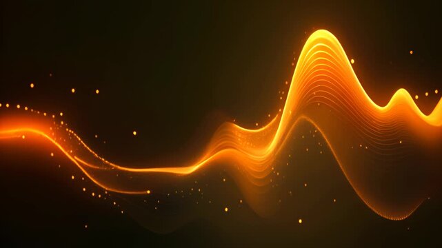 Technology abstract with shiny data wave flow. Science concept with glowing wires connected on futuristic background
