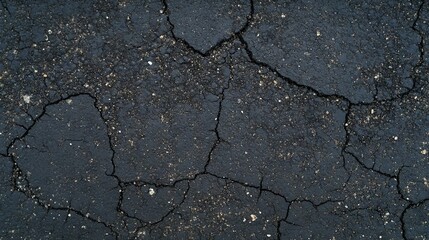 Obraz premium A cracked asphalt surface with a lot of cracks in it