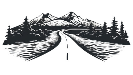 PNG Road drawing sketch art.