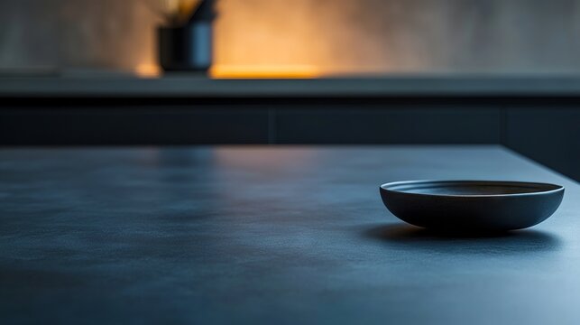 A black bowl sitting on top of a table