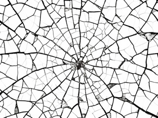 Cracked pattern, black and white isolated on transparent background