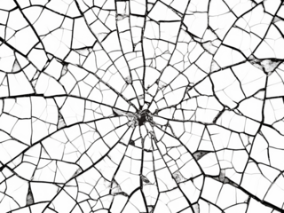 Cracked pattern, black and white isolated on transparent background