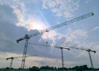 construction site with crane and sky