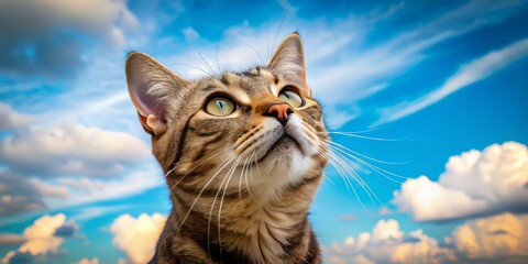 Obraz premium A lively gaze ascends, radiant with wonder, as whiskers quiver and ears perk, inviting the world to share the thrill of discovery.