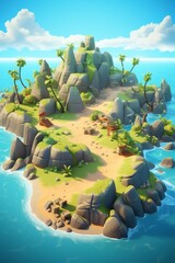 Tropical Island Paradise: Beach, Ocean, and Palm Trees