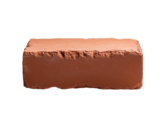 single red clay brick isolated on transparent background 