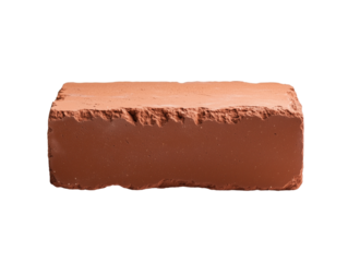 single red clay brick isolated on transparent background 
