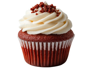 red velvet cupcake with cream cheese isolated on transparent background 