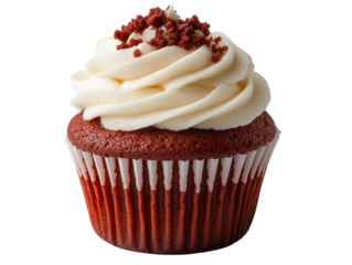 red velvet cupcake with cream cheese isolated on transparent background 