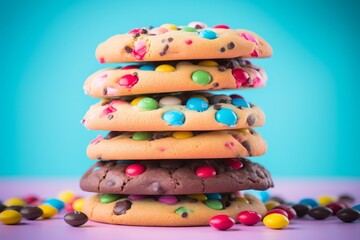 Stack of Colorful Cookies with Candy - Delicious Treat