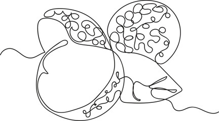 One Line Art Lychee Fruit, Black and White Vector Lychee Fruit