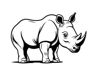Obraz premium Drawing of a cute rhinoceros, for coloring for example.