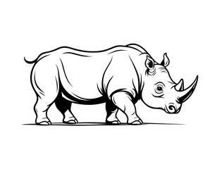 Obraz premium Drawing of a cute rhinoceros, for coloring for example.