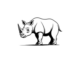 Fototapeta premium Drawing of a cute rhinoceros, for coloring for example.