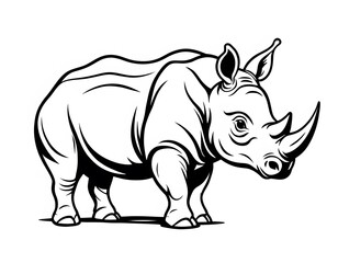 Fototapeta premium Drawing of a cute rhinoceros, for coloring for example.
