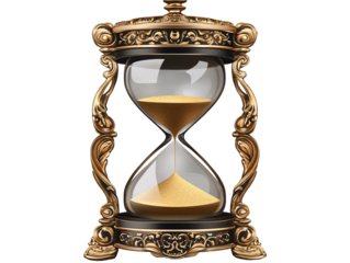 a gold and black hourglass