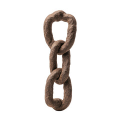 Obraz premium An old, weathered metal chain link showcasing rust and texture. Ideal for industrial or vintage-themed projects. transparent background