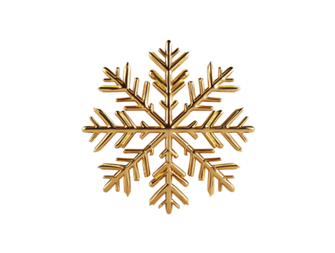 a gold snowflake on a white background