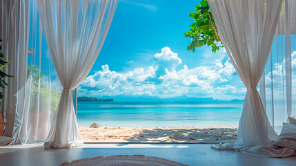 view from the window in a bungalow in paradise
