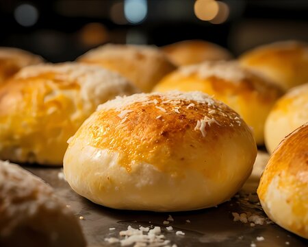 Freshly baked Pao de Queijo (cheese bread).